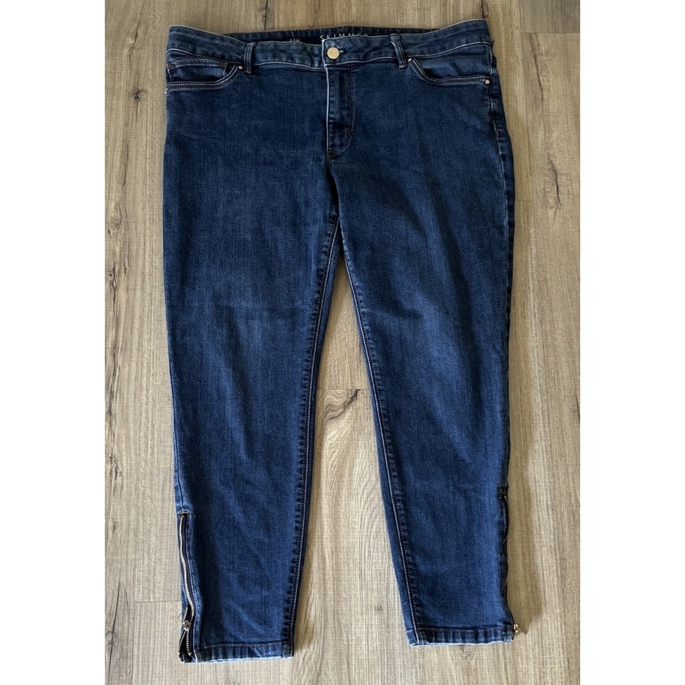 White House Black Market Skimmer Ankle Zip Skinny Jeans Blue Medium Wash 14S